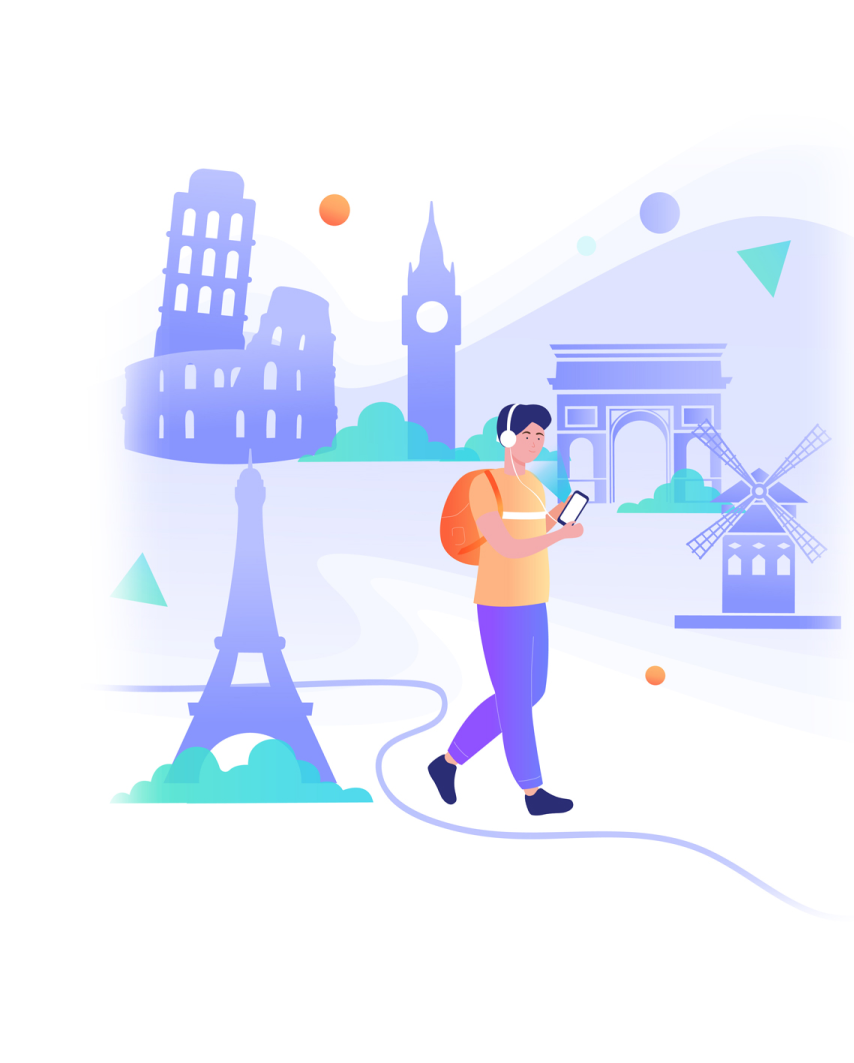 Person walking with headphones